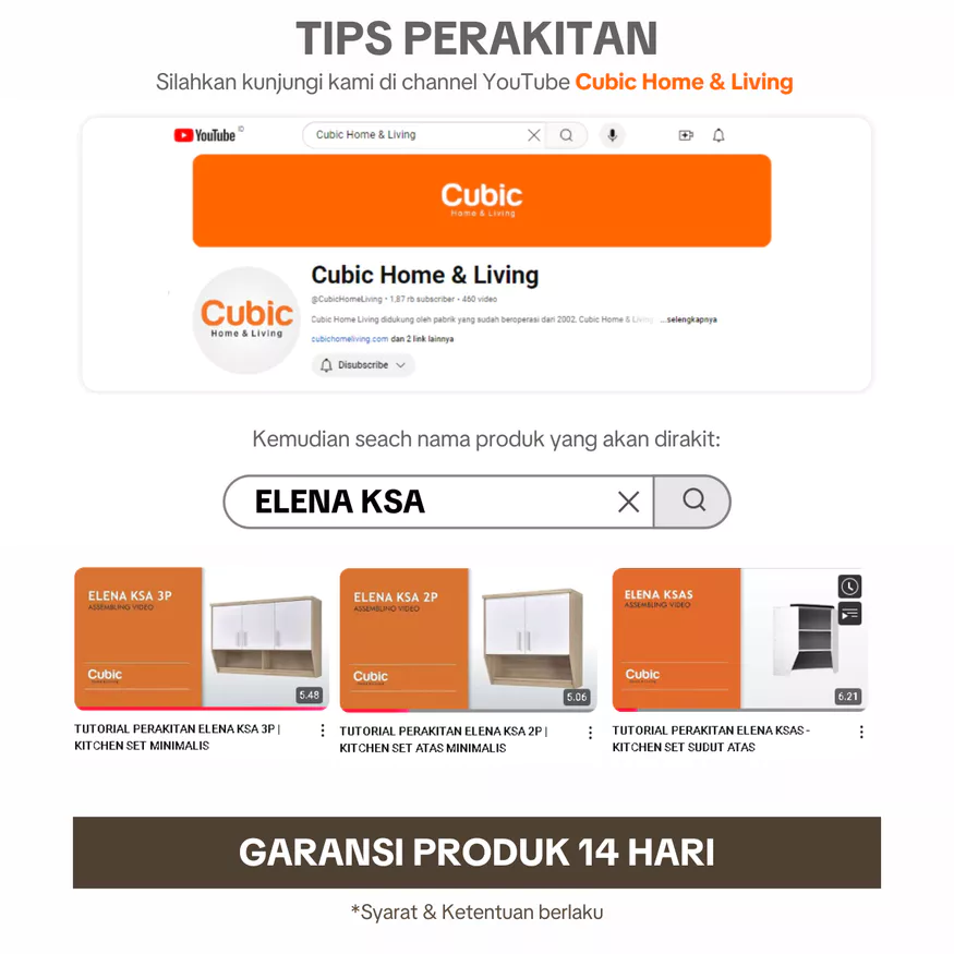 Cubic Kitchen Set 3 Pintu Minimalis - Rak Atas Dapur - ELENA KSA 3P -10