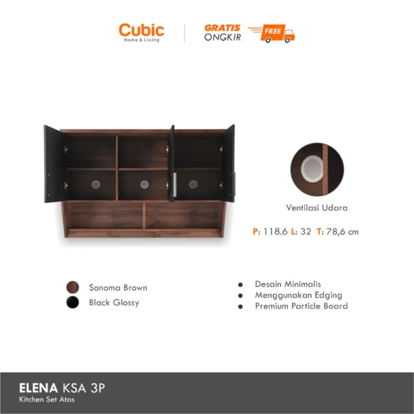 Cubic Kitchen Set 3 Pintu Minimalis - Rak Atas Dapur ELENA