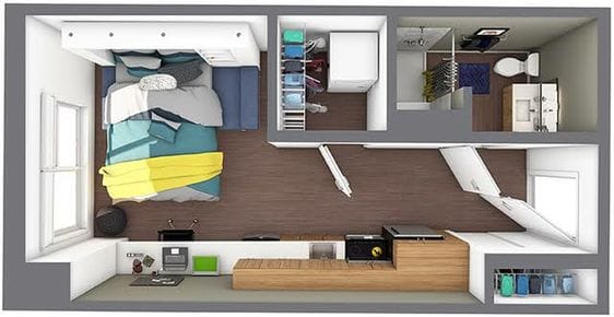 Denah dan desain Bangun Kontrakan 3x6