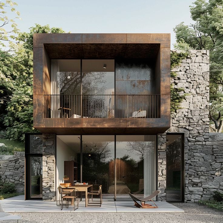 Desain Rumah Minimalis 2 Lantai + Batu Alam