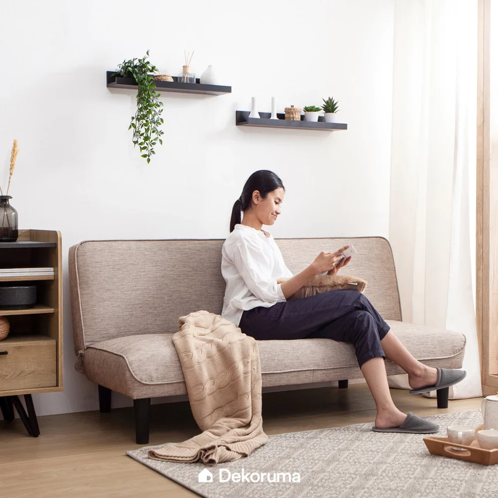 Sofa Bed Minimalis | Sofa Bed Lipat Santai Ruang Tamu Kain Woven | Sofa Lipat Tidur