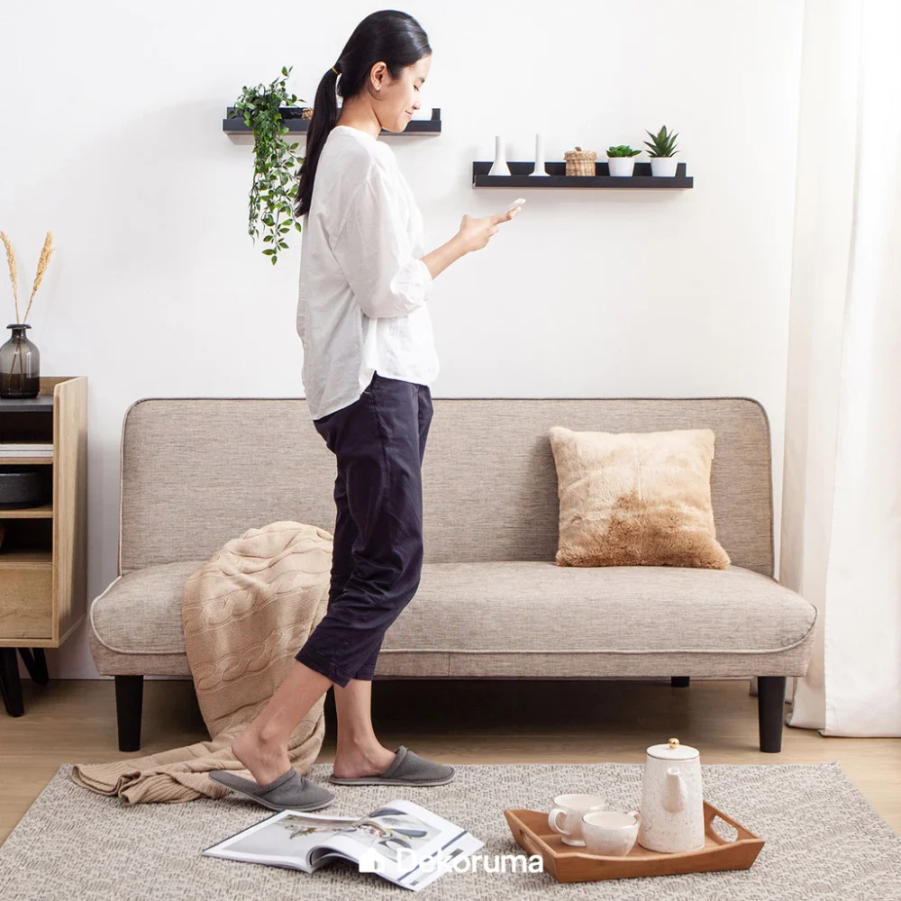 Sofa Bed Minimalis | Sofa Bed Lipat Santai Ruang Tamu Kain Woven | Sofa Lipat Tidur