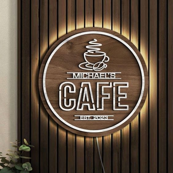 Huruf Timbul Kayu untuk Cafe