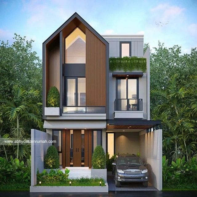 Rumah 2 Lantai bergaya industrial minimalis