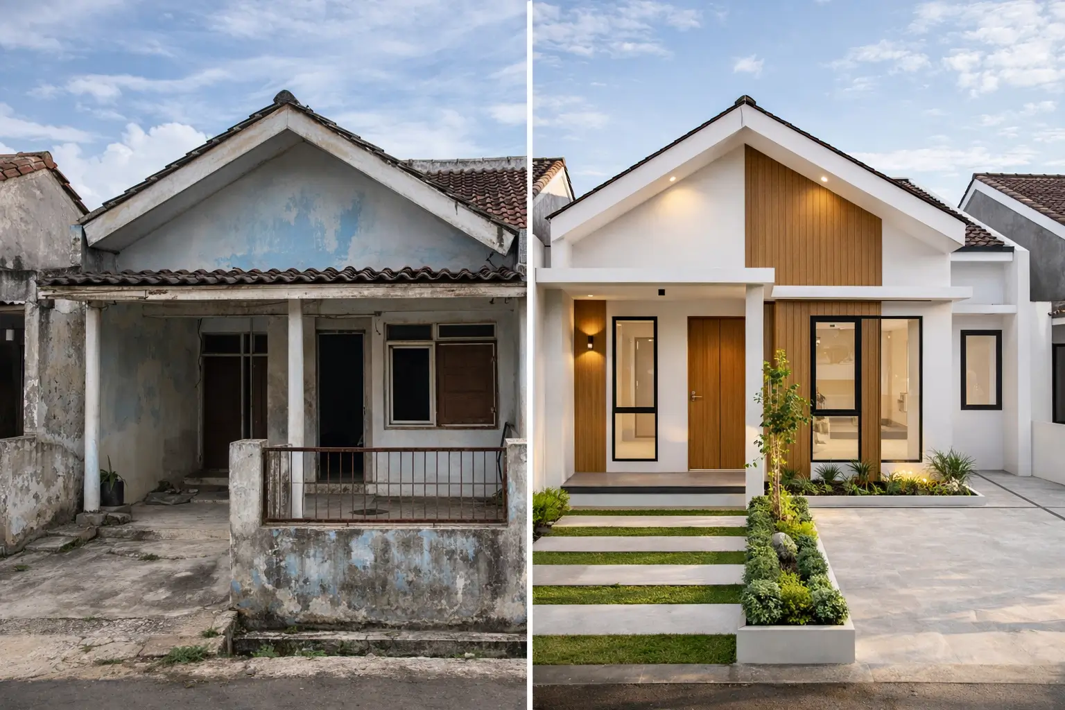 Hasil renovasi rumah Jakarta before after modern minimalis
