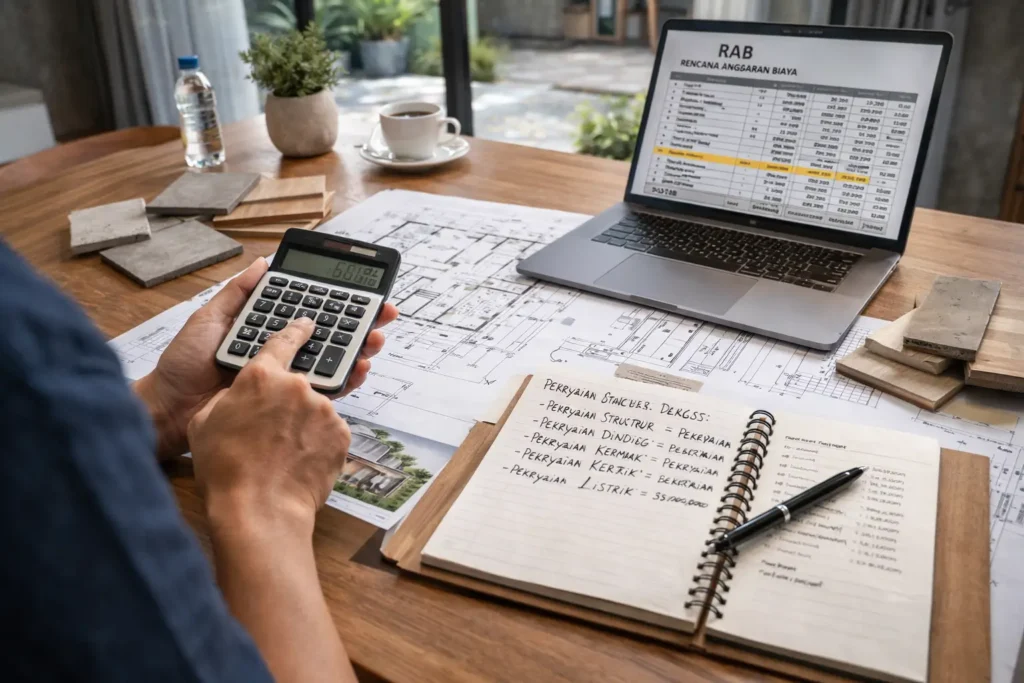 cara menghitung biaya renovasi rumah menggunakan RAB dan spreadsheet