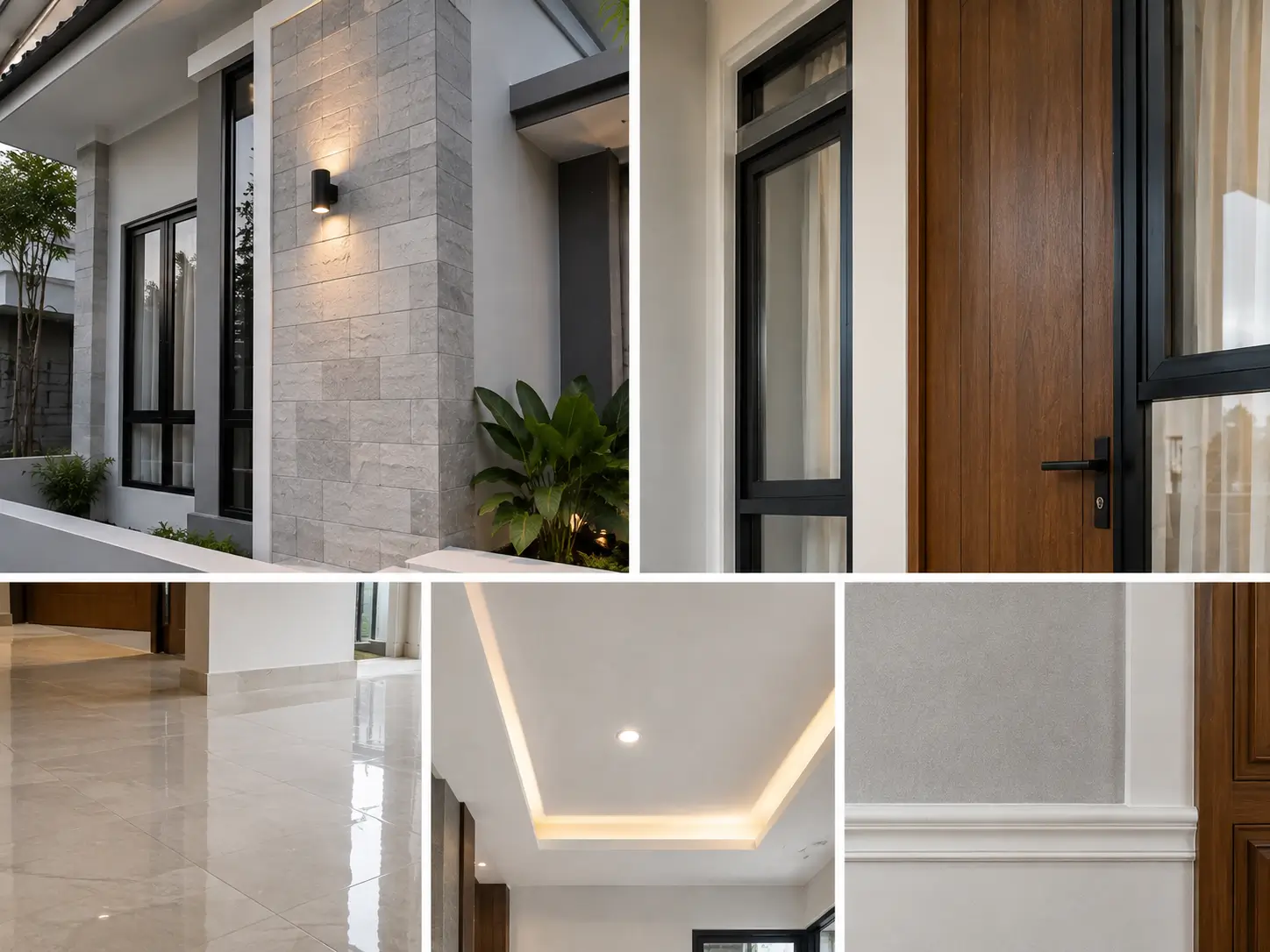 Detail konstruksi dan finishing rumah yang selesai dibangun