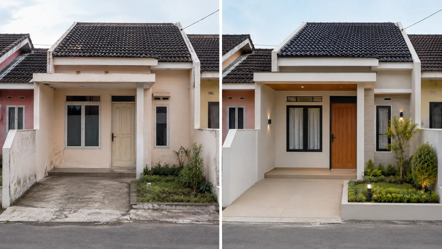 Before after renovasi fasad rumah