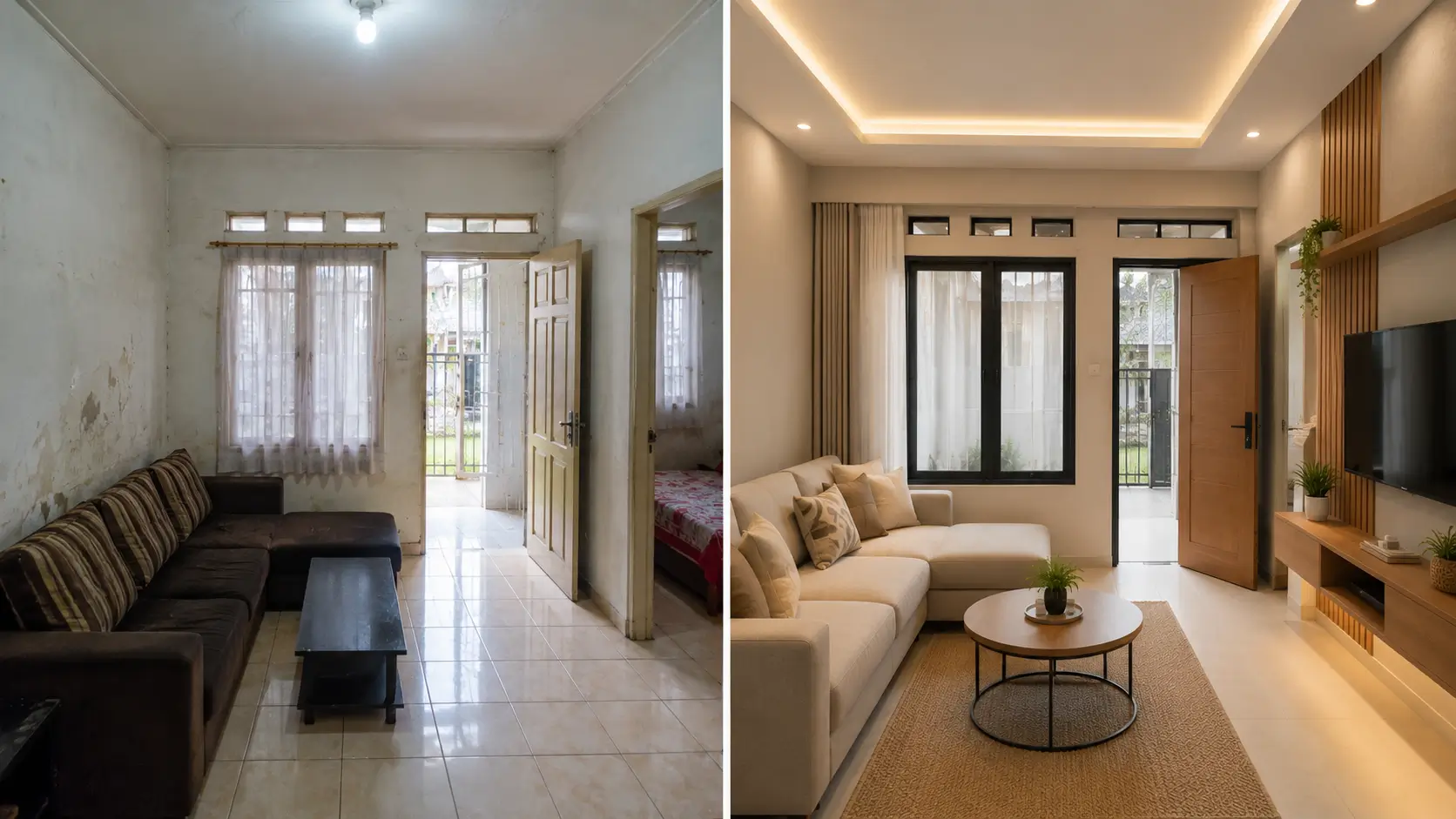 Before after renovasi interior rumah
