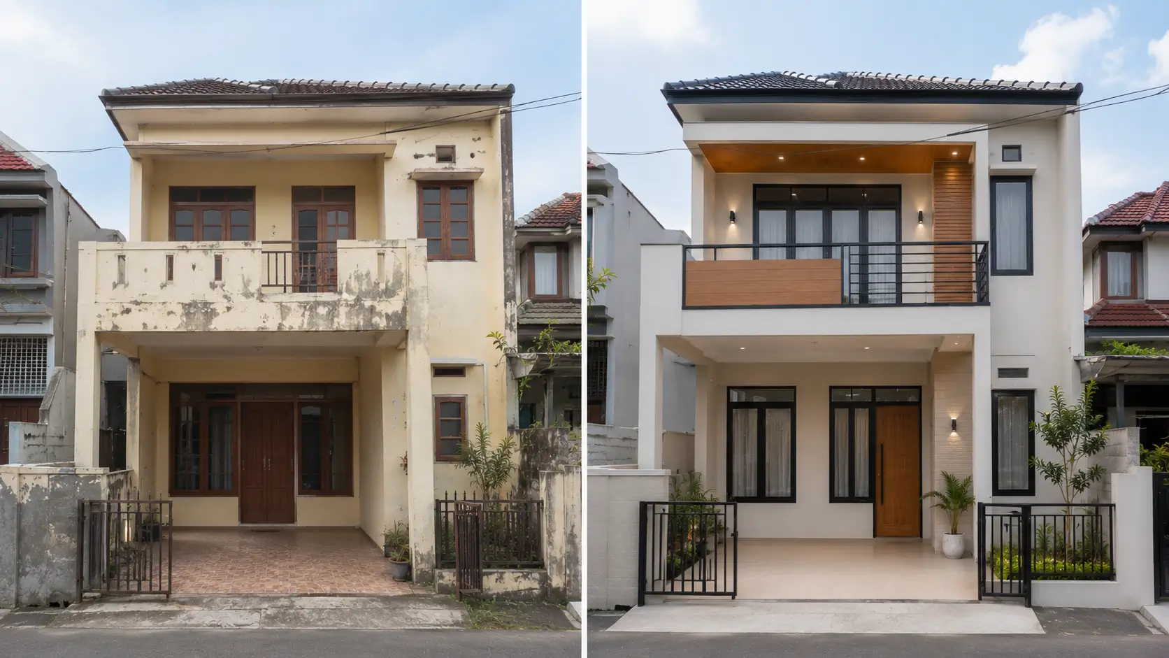 Before after renovasi rumah 2 lantai