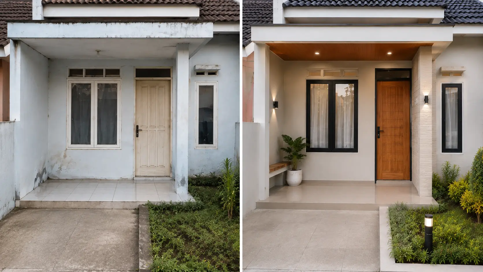 Before after renovasi teras rumah