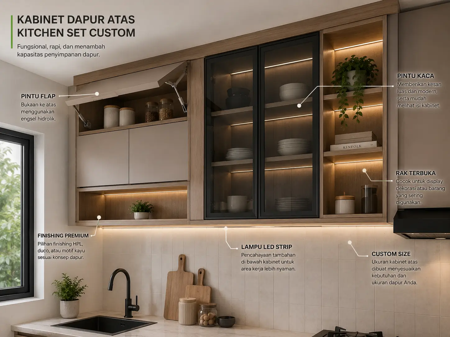 Kabinet dapur atas untuk kitchen set custom